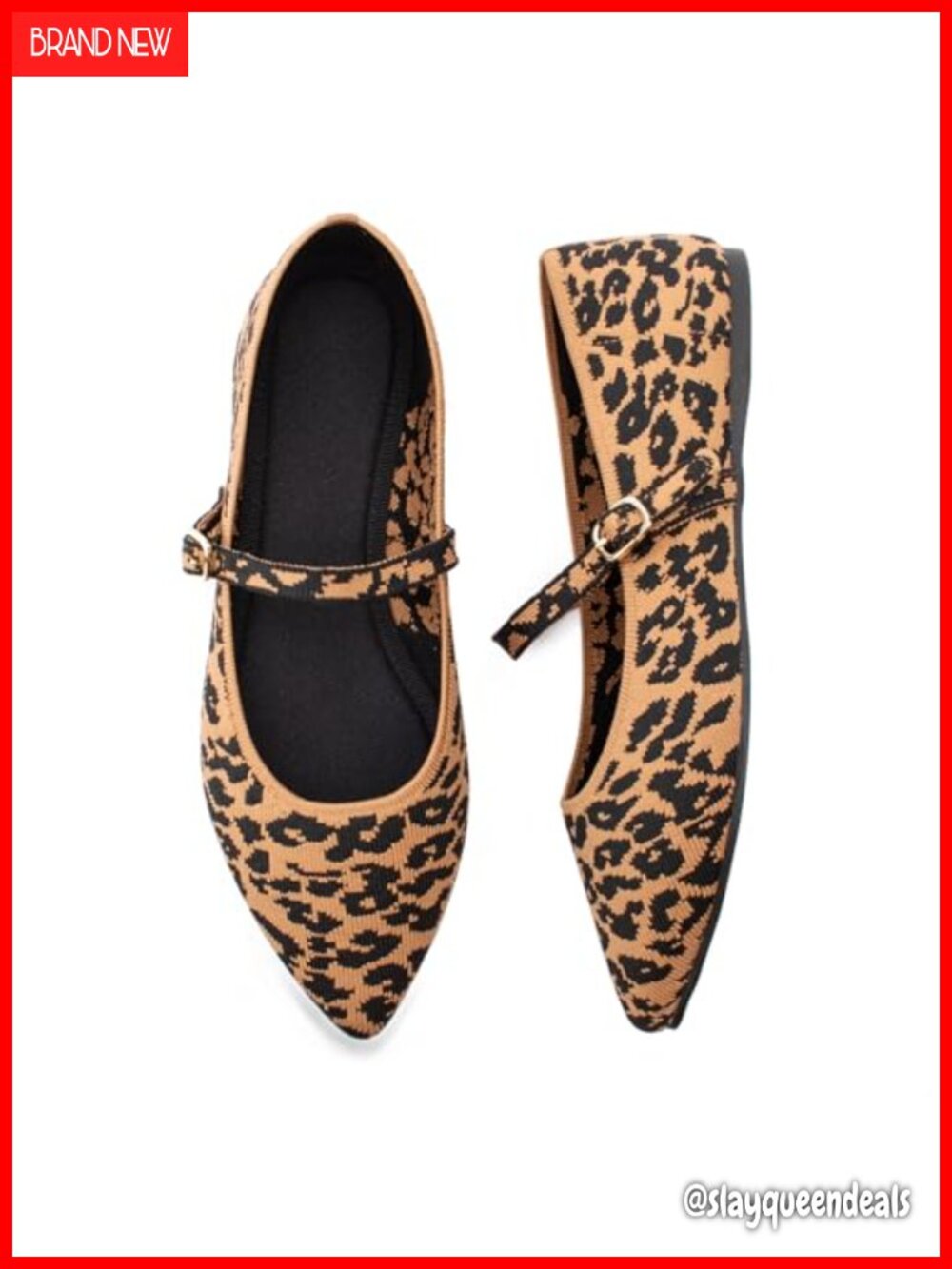 Pointed Toe Knit Ballet Flats Adjustable Strap Washable Women's Dressy Casual